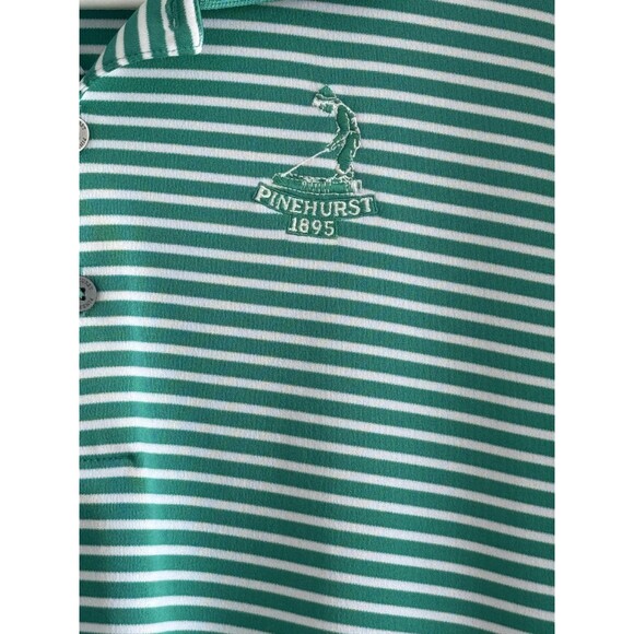 Pinehurst Adidas Polo Shirt Mens Small Green Stripe Golf Performance BC6587 - Picture 2 of 12